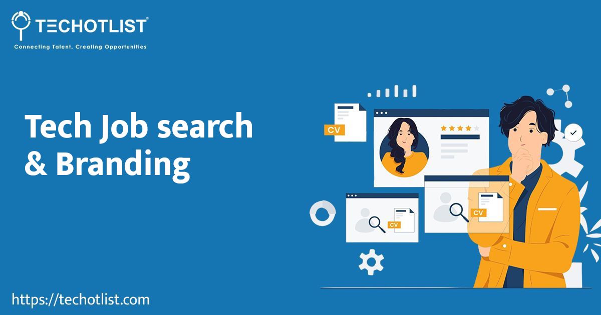 A tech professional exploring resumes and profiles, representing job search and personal branding in the tech hiring process.