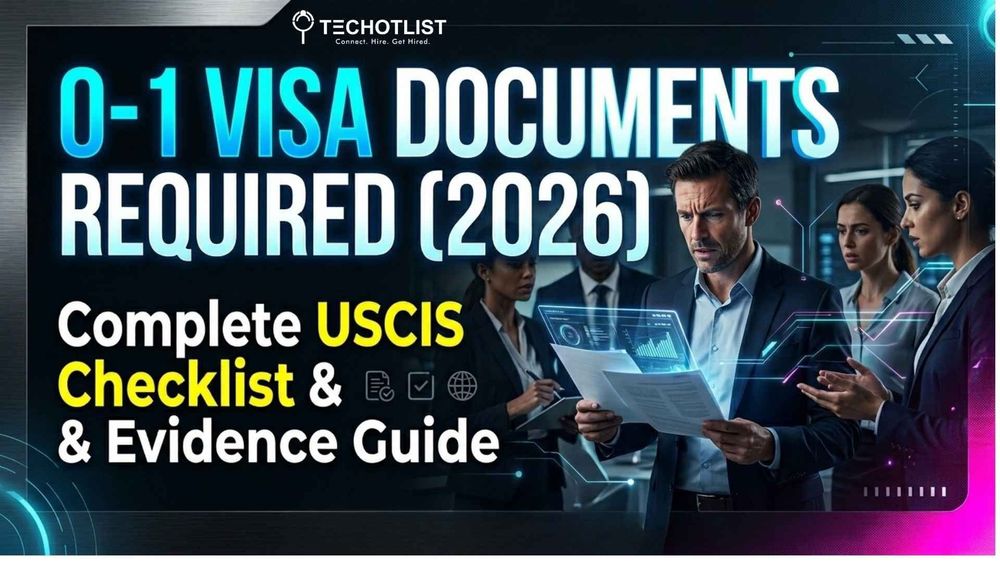O-1 Visa Documents Required (2026): Complete USCIS Checklist & Evidence Guide professionals reviewing documents with text about O1 visa documents checklist and evidence requirements for 2026